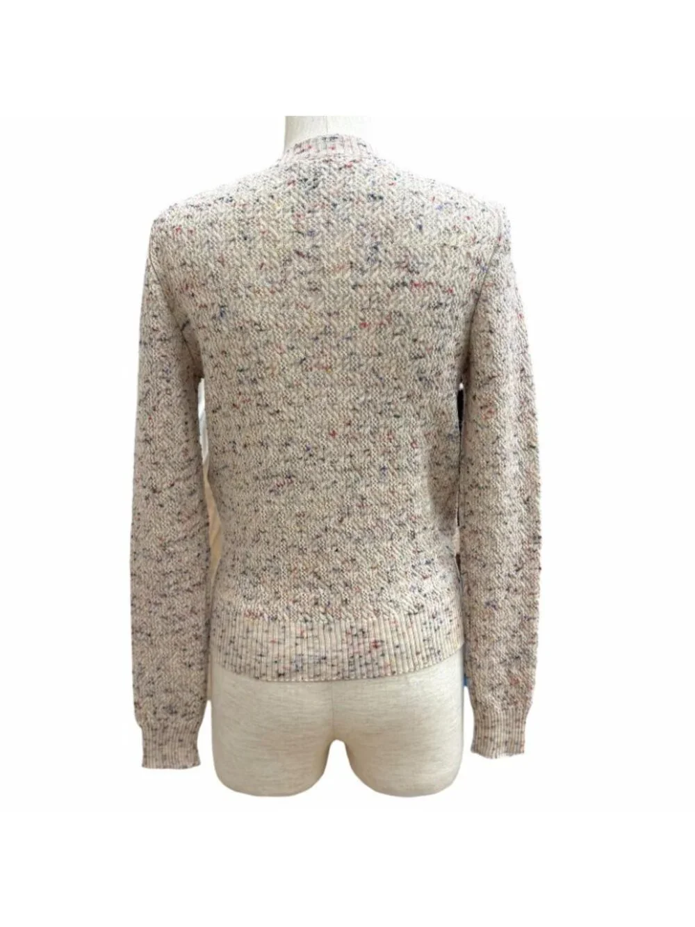 Chanel 25A Wool Blend CC Logo Flower Button Crew Neck Knit Cardigan Multi 36